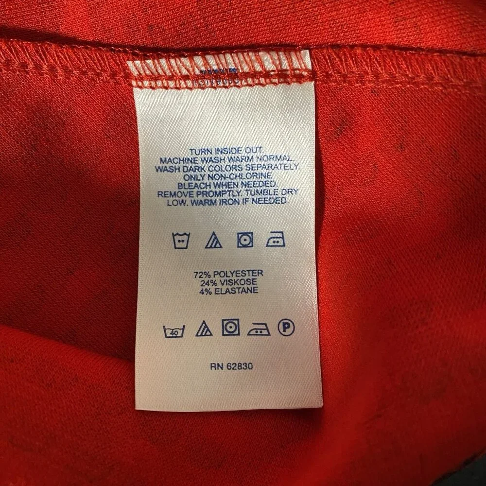 Lands End Ponte Knit Dress Red Geometric Cap Sleeve Fit & Flare Modest Church - Picture 8 of 12